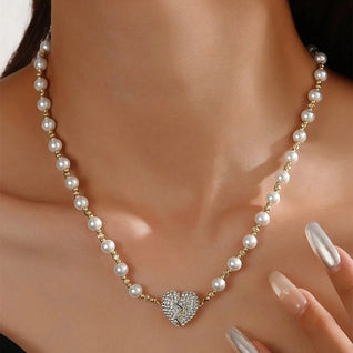 💖heart pearl necklace