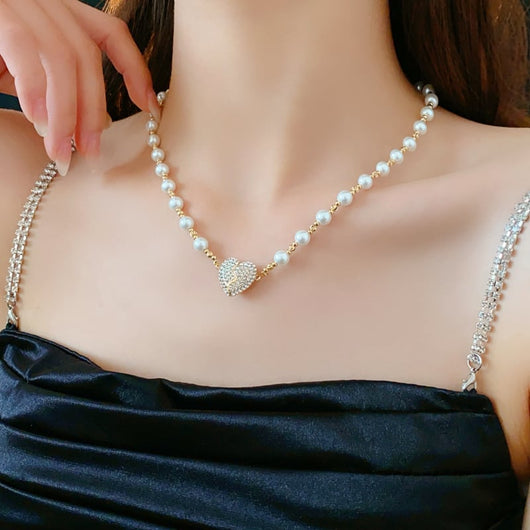 💖heart pearl necklace